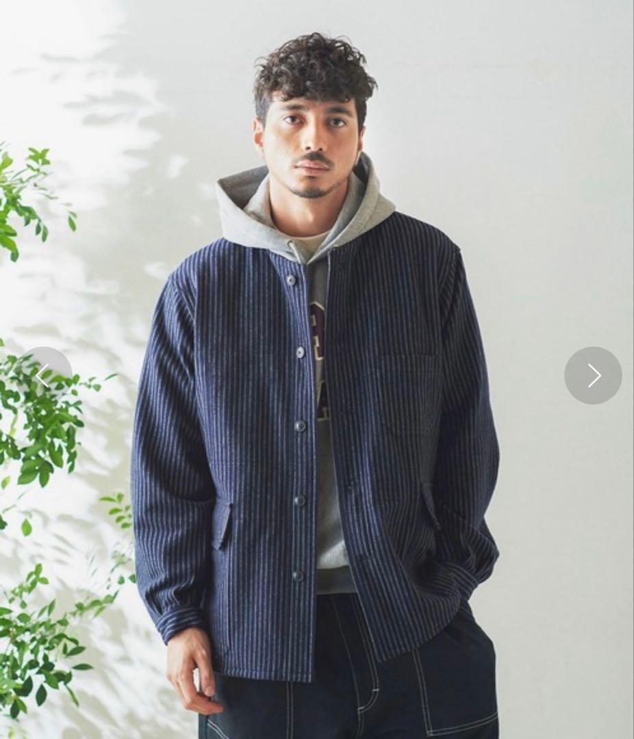 は*ち様 【美品】Nigel Cabournフレンチワークジャケットウールヒッコ