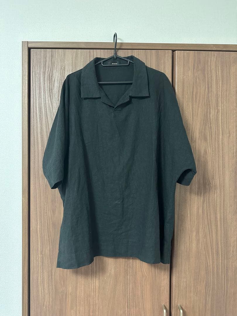 alvana 黒 半袖シャツ スキッパーシャツ