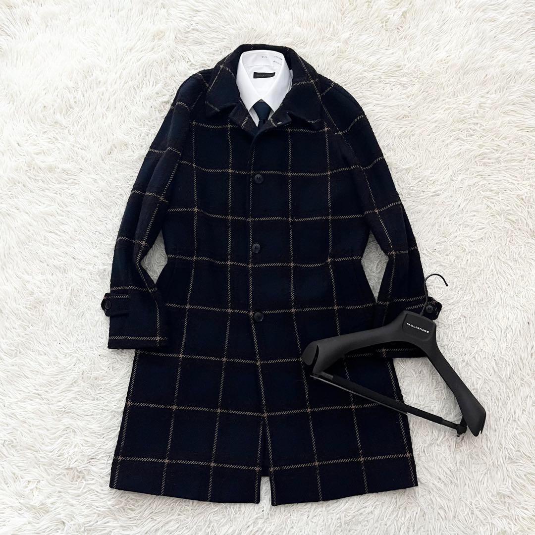<美品>TAGLIATORE 新ロゴ COOPER ネイビー ウール コート48