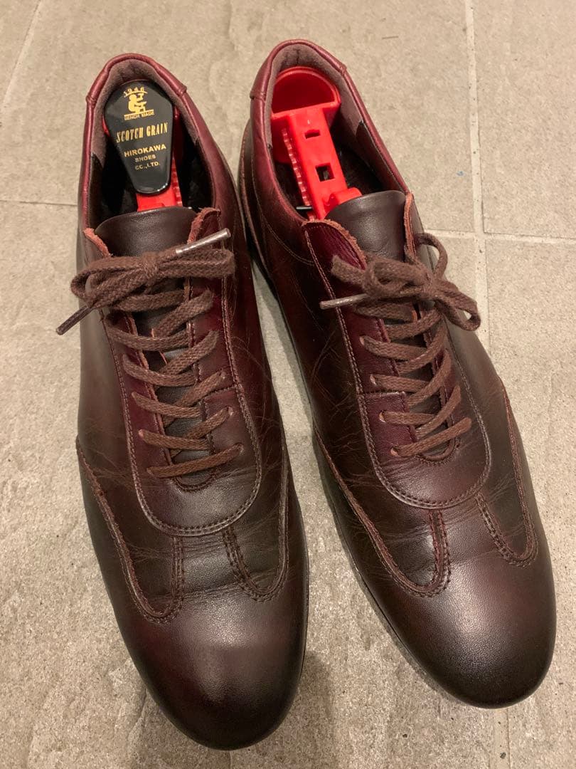 大塚製靴　レザー スニーカー　バーガンディ25.5cm