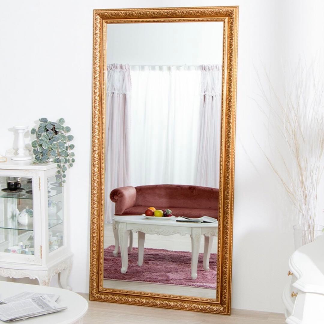 【仮押さえ中】アンティーク調ゴールドミラー 全身鏡