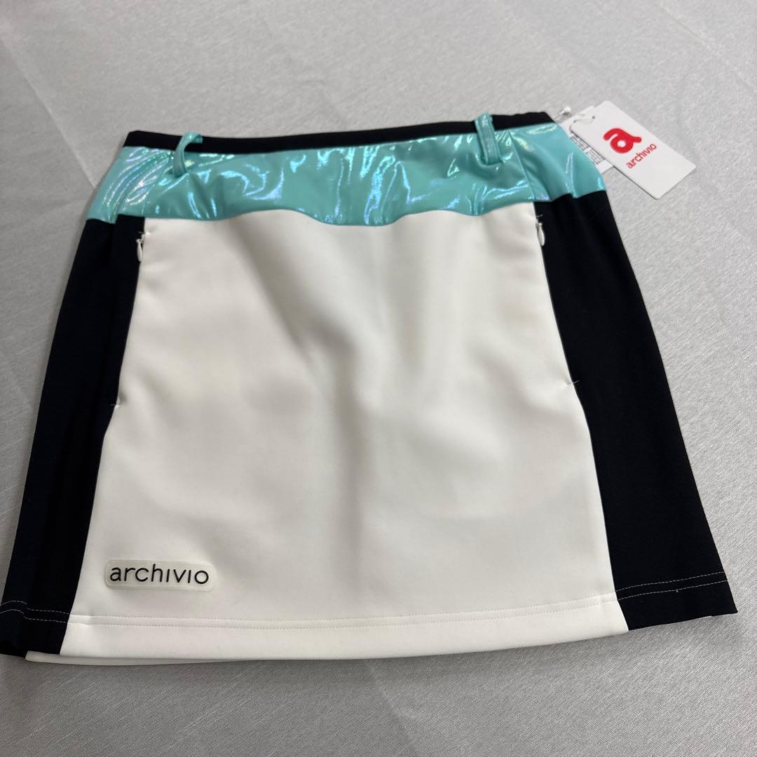 38 ARCHIVIO ライトグリーン　異素材切替スカート