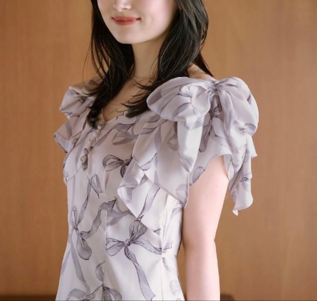 スナイデル リボンスリーブデザインワンピース size2 りぼん柄オケージョン