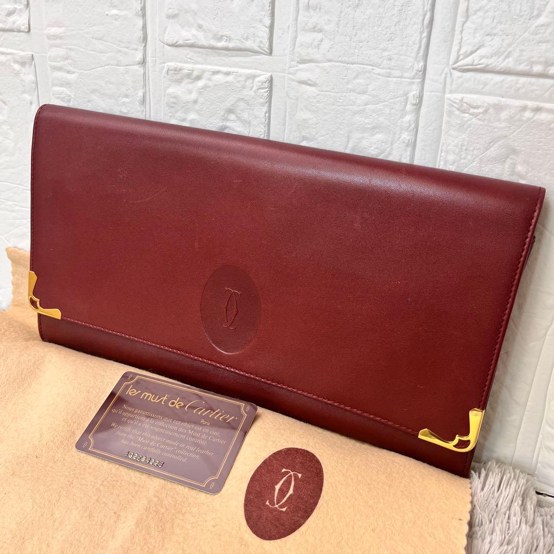 極美品✨カルティエ　クラッチバッグ　28センチ　マストライン　レザーバッグ
