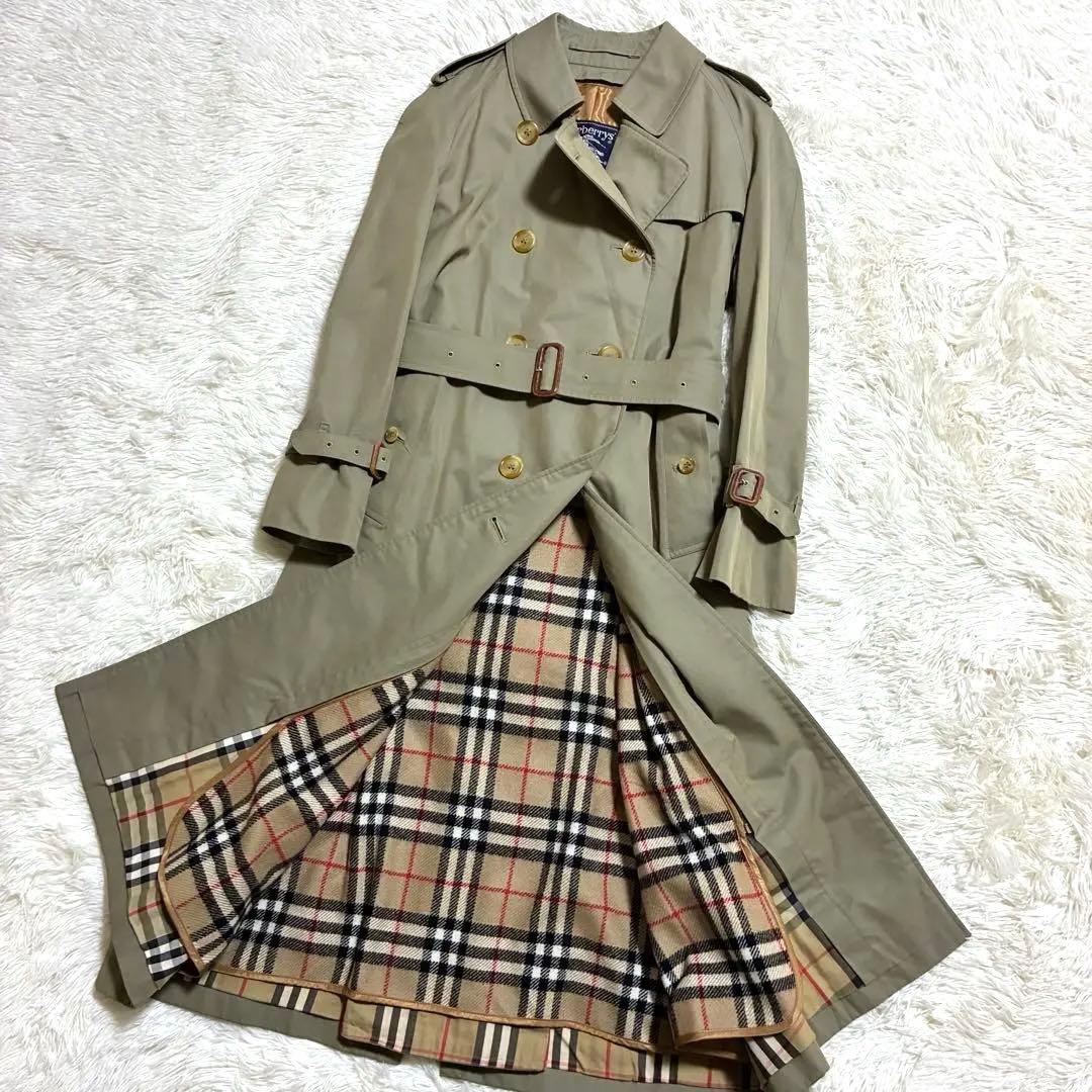 着丈114cm 英国製　玉虫色　バーバリー　トレンチコート　ライナー　ベルト