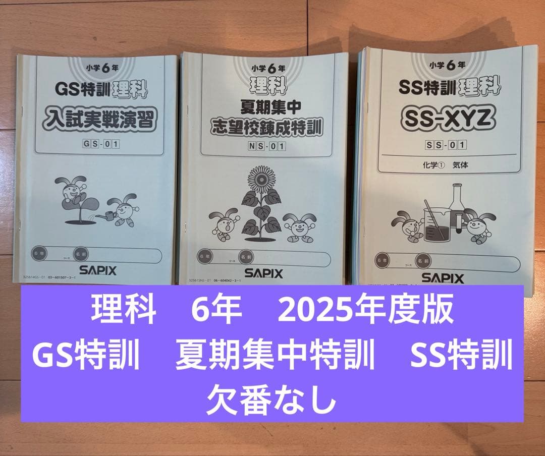 サピックス　6年　理科　GS特訓　夏期集中特訓　SS特訓　フルセット
