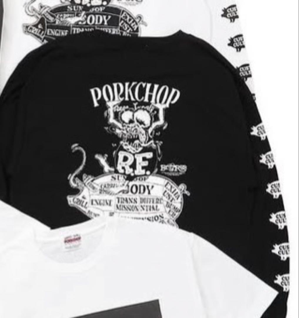 PORKCHOP ブラック Mサイズ ロンT 長袖カットソー HRCS 2025