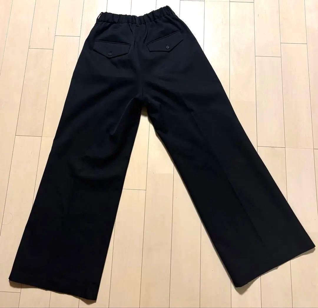 ILEAN ウールスラックス ブラック サイズ1 ワイドストレート