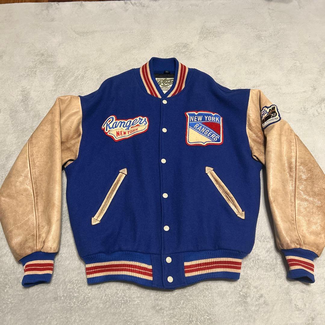 スタジャン　NHL ニューヨークレンジャーズ　ビーバールーツ　カナダ製　袖革