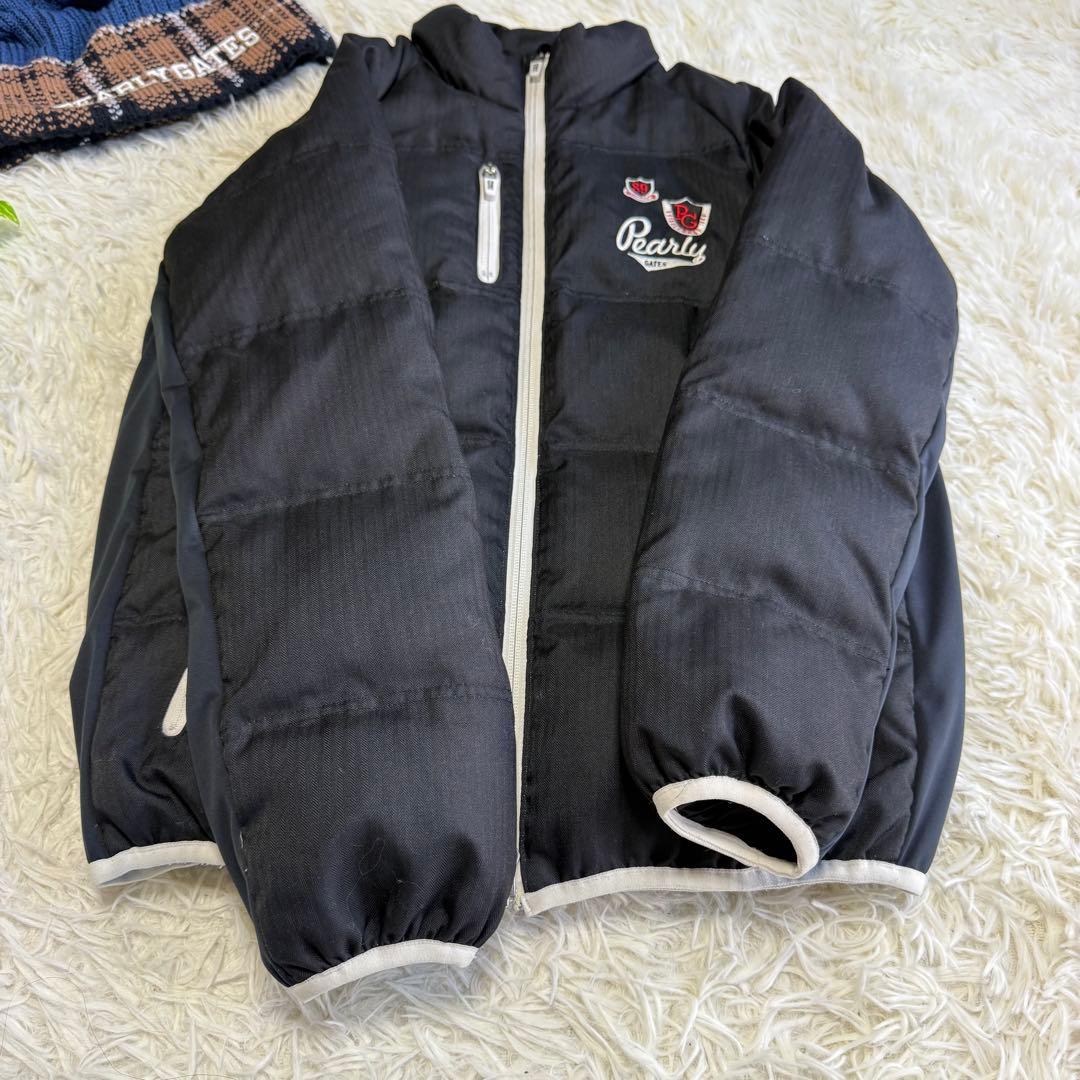 【パーリーゲイツ】美品 ダウンジャケット ブラック ワッペン 0 レディース