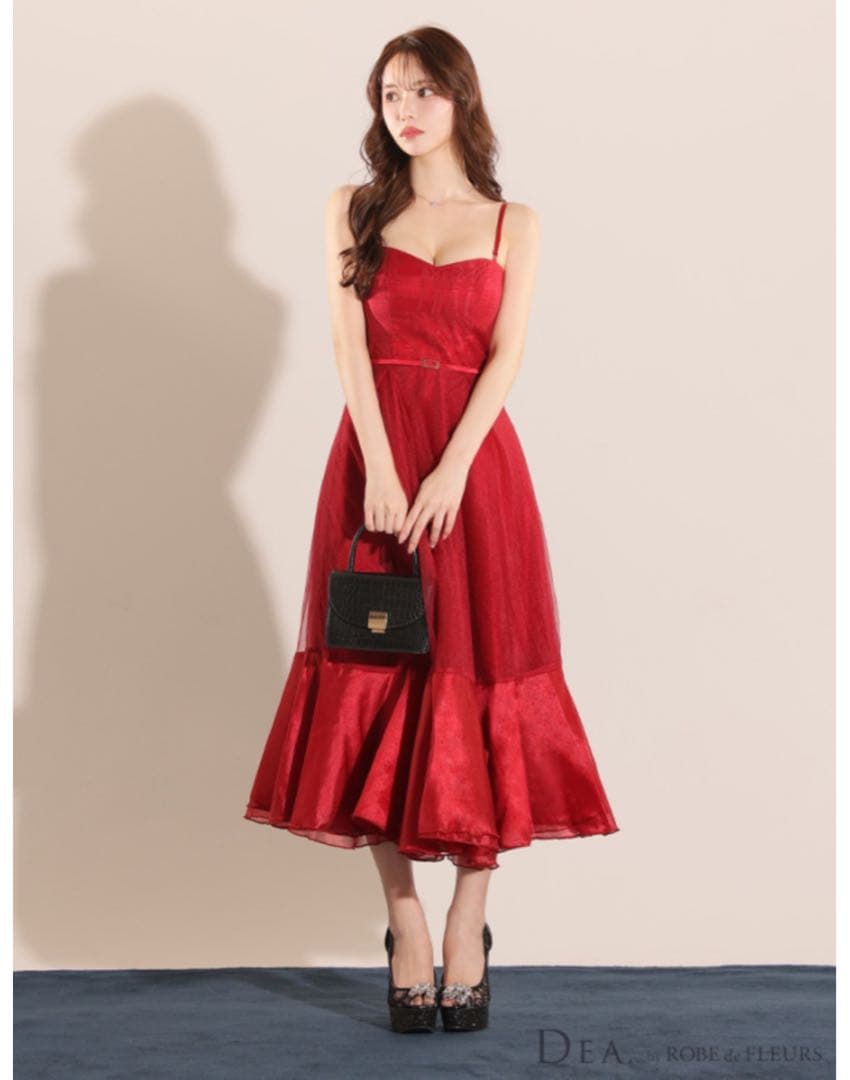 レッド フレアスカート キャバドレス