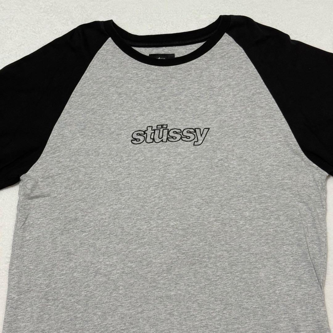 【stüssy】希少80s ラグランスリーブ　長袖カットソー　tシャツ　Lサイズ