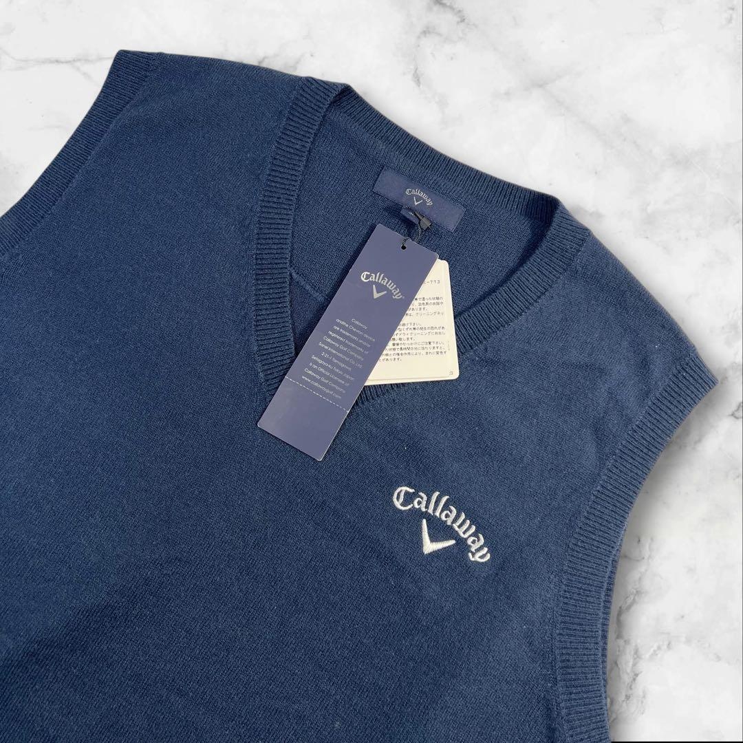 新品 Callaway ゲームニットベスト サイズ3L/2XL相当 ネイビー