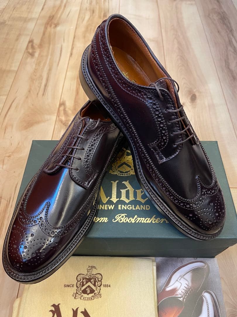 米国製新品Aldenオールデンコードバン バーガンディウィングチップ US8.5