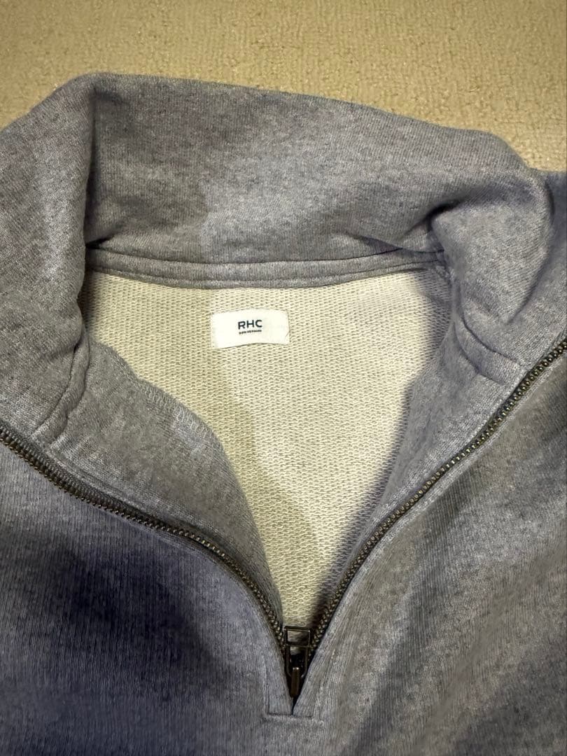 RHCロンハーマンハーフジップグハイネック スウェットトレーナーグレーxs