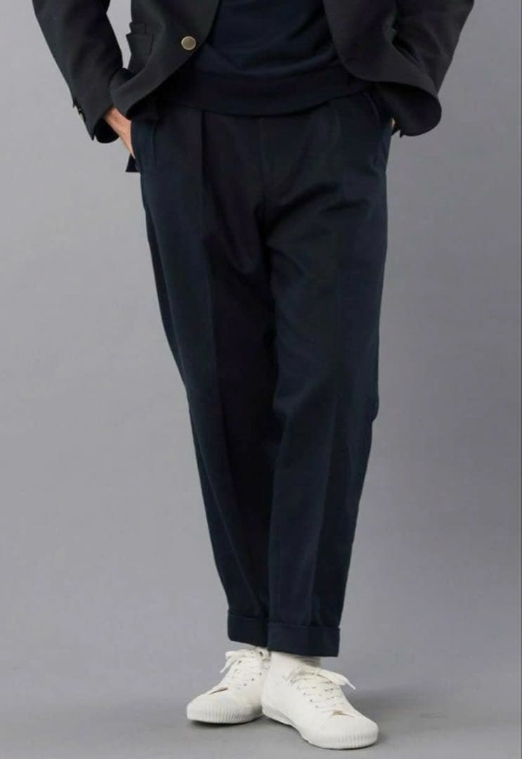 ブリティッシュメイド　オフィサーパンツ　ポーツマス　コットンドリル　ネイビー　L