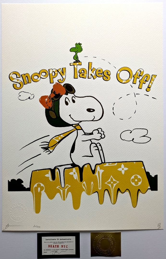 【t93wmnt額装セット】Snoopy Takes Off+Surfin