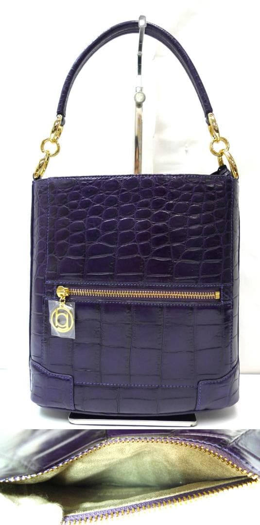 【未使用】BEAUGRAND　２WAYバッグ　クロコダイル　JRA公認　パープル