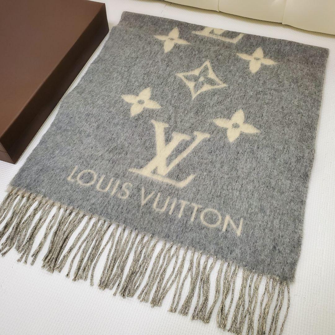 LOUIS VUITTON カシミヤマフラー グレー