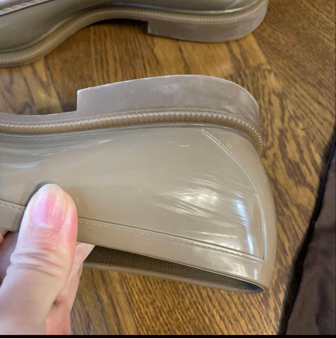 グッチ　ベージュ レインシューズ　ローファー サイズ7