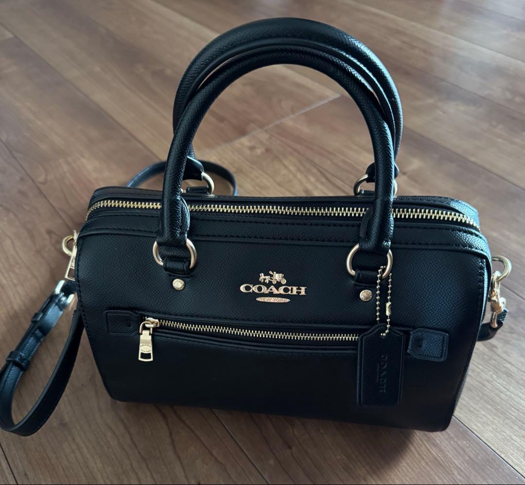 COACH ブラック ボストンショルダーバッグ