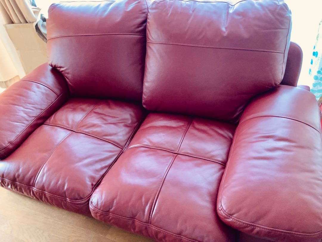 ニトリ　2人掛けソファ　レッド(訳あって安くしました)