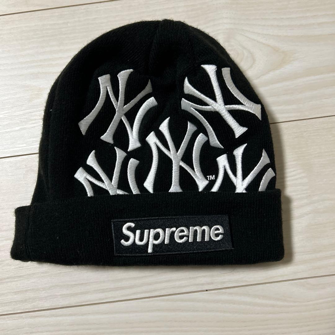 シュプリーム ニューヨーク ヤンキース ニューエラ ボックス ロゴ ビーニー　黒