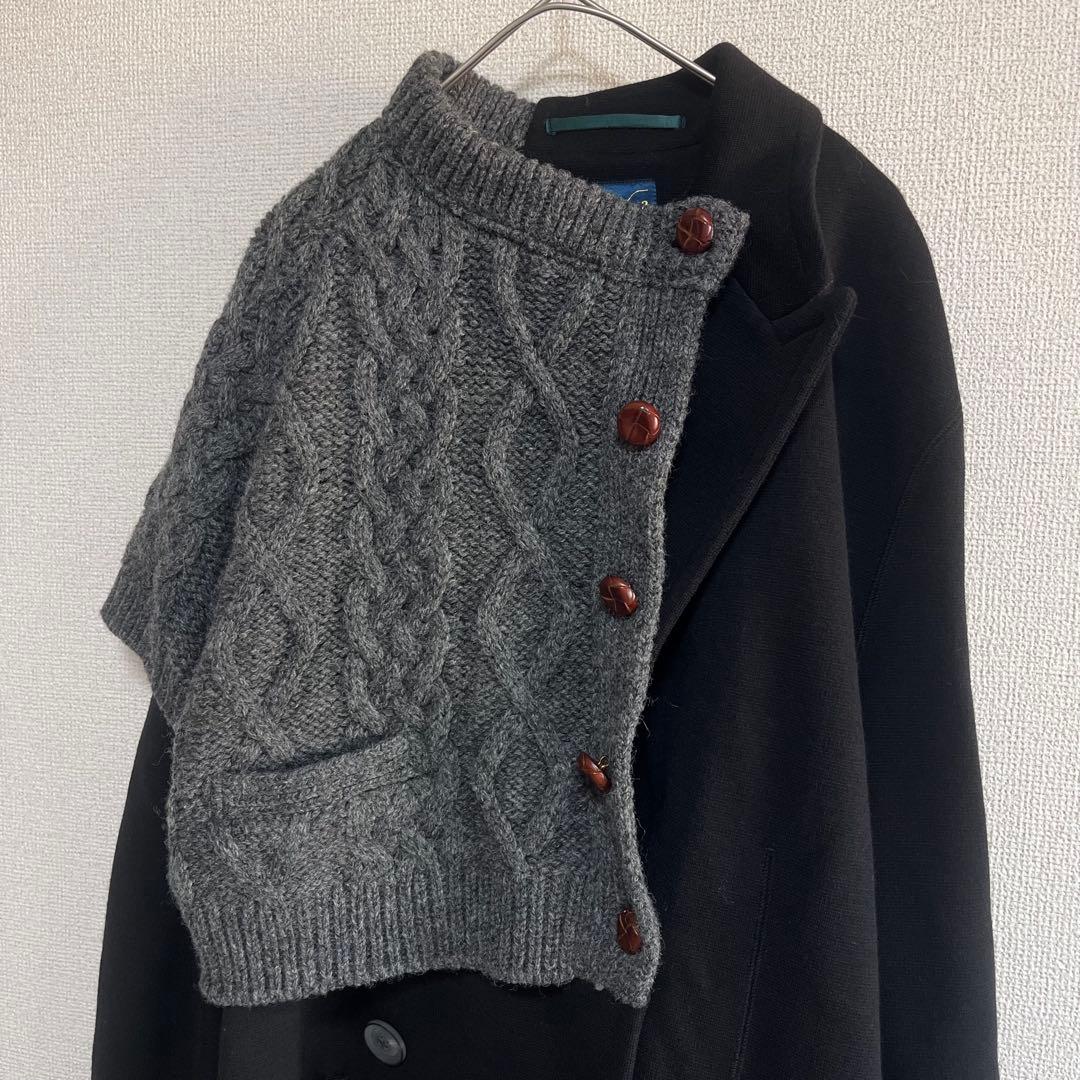 medama　　異素材　ドッキング　ニット　ジャケット　ユニセックス